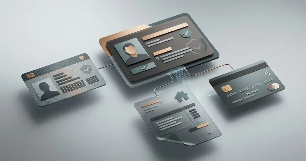 Concept illustration of an online casino account with identity and payment ownership checks