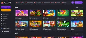 Voodoo Casino games catalogue with category and provider filters